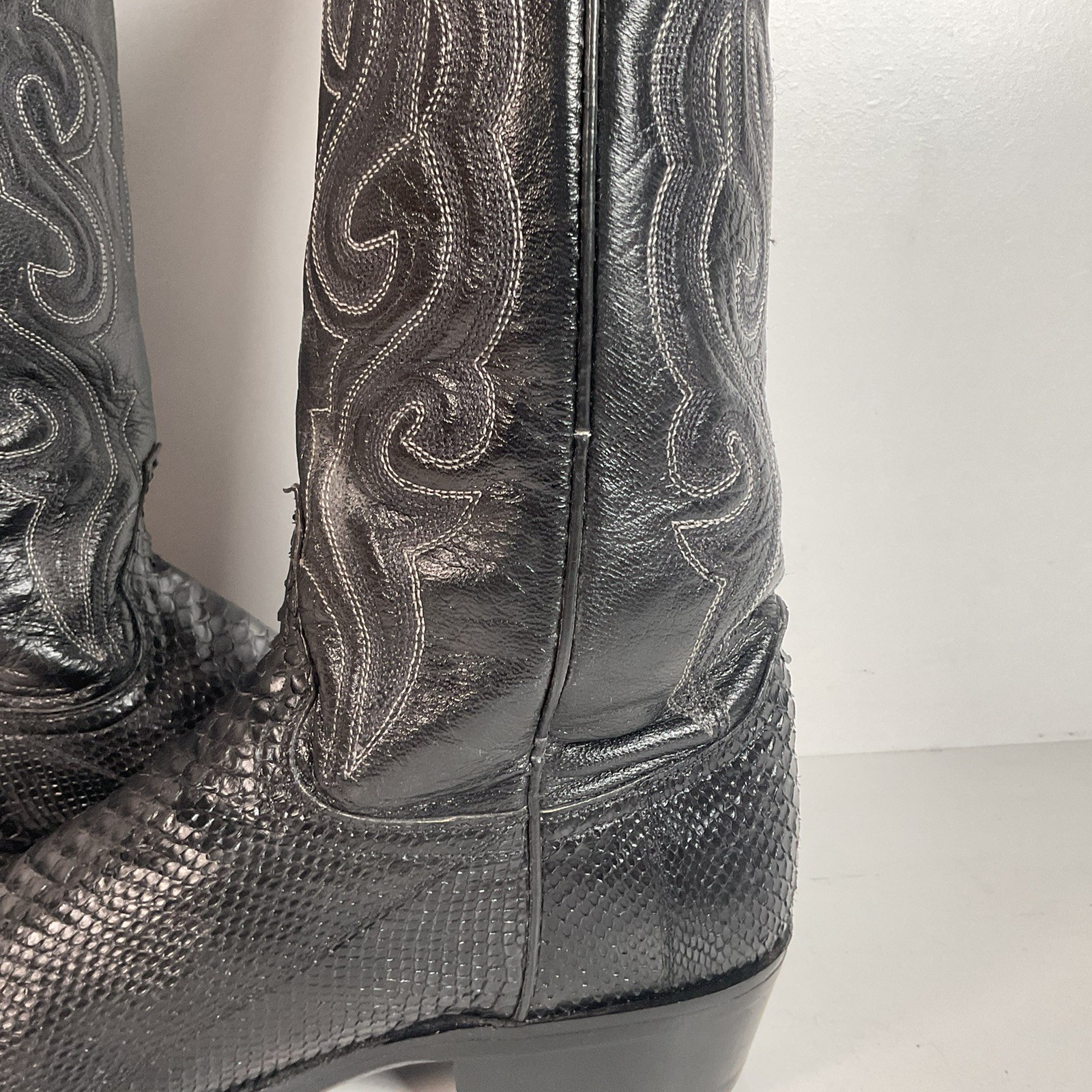 Dan Post Python Snakeskin Cowboy Boots | Midnight… - image 19
