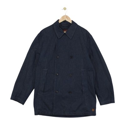 Vintage Hugo Boss Pea Mantel Herren Größe 42 Blau Zweireiher