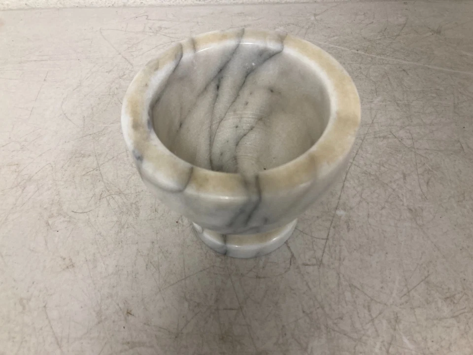 Винтажная Мраморная Ступка Светлая и Темно-Серая Вереница Тяжелая - Изображение 2 из 4