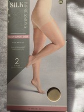 Silk Impressions Pantyhose 30 DENIER High Waist Sheer 2-Pair BEIGE size XL