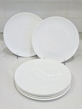 Lenox Scallop 8.5  Salad Plates Set of 6 White Bone China Textured Rim New