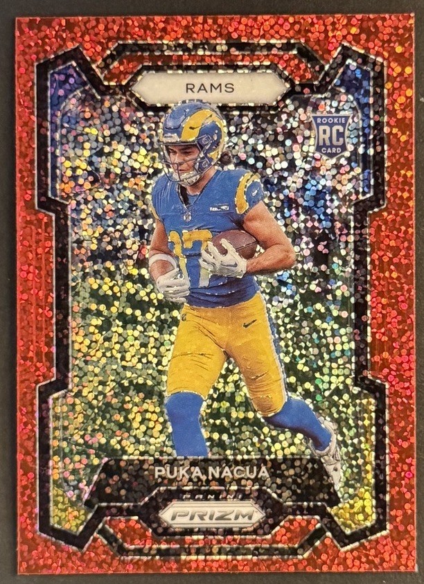 Puka Nacua 2023 Panini Prizm #357 Red Sparkle Prizm Rookie RC Rams