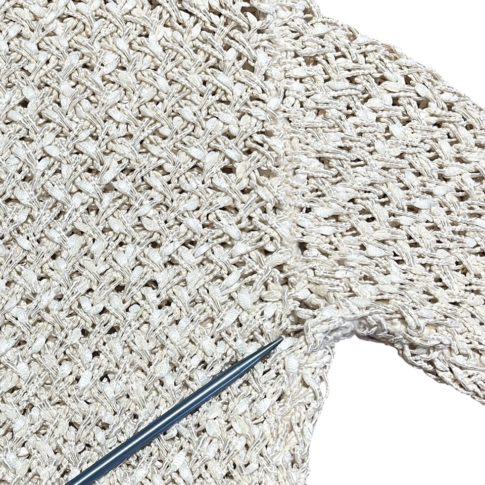 Suéter de punto abierto The Row para mujer L mezcla de algodón marfil manga larga cuello redondo DEFECTUOSO Foto 2 de 4