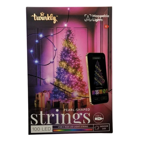 Twinkly 100 LED USB-C RGB Pearl-Shaped Light Strings Indoor Use WiFi Compatible