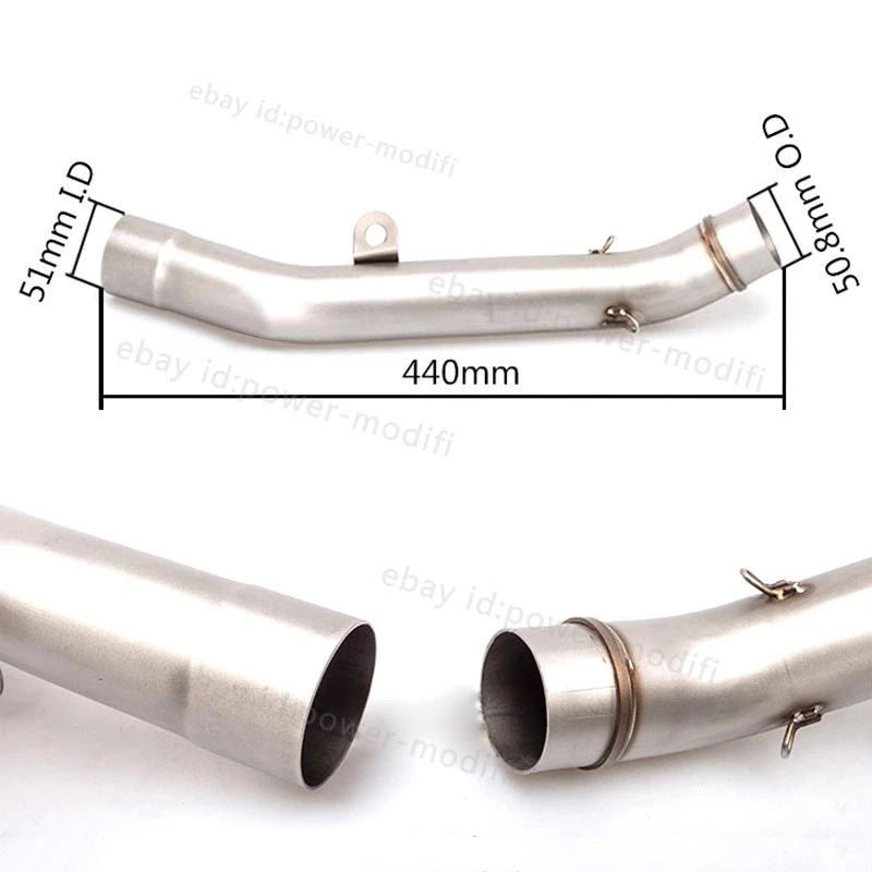 For Kawasaki Z800 2013-2016 Exhaust Mid Pipe 51mm Tips Silencer Black Muffler - Image 4 of 4