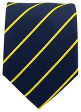 Pencil Stripe Ties for Men - Woven Necktie - Mens Regular Navy Blue W/ Yellow