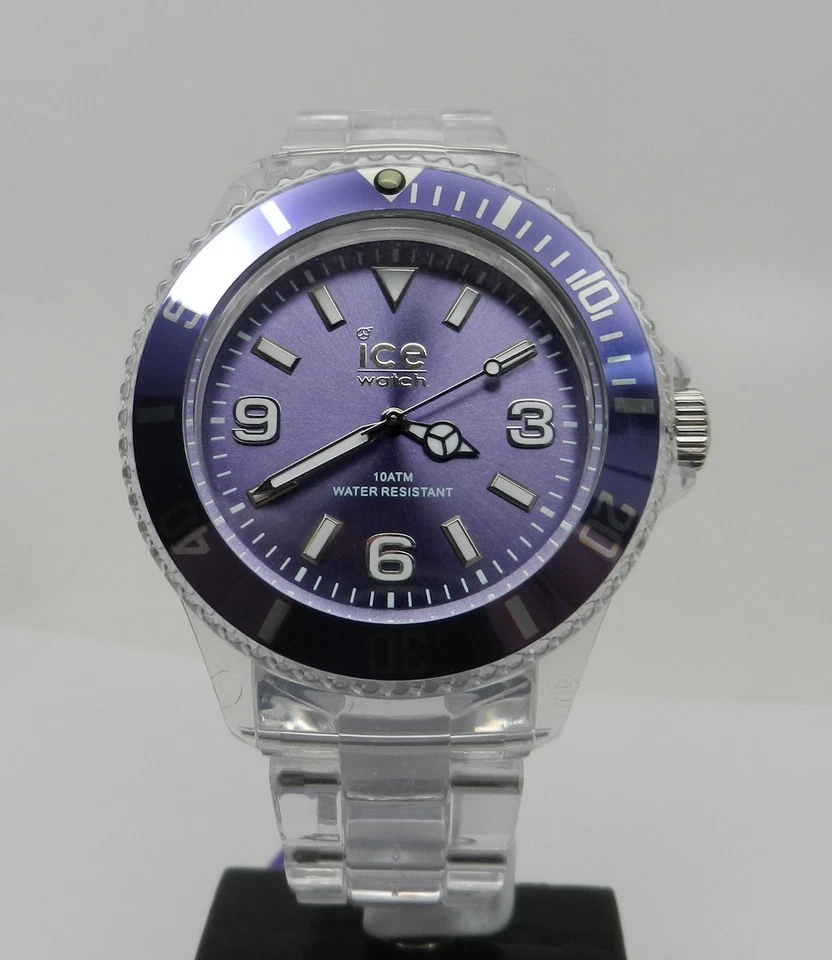 New Men's 44mm Ice Pure Watch Ice-Watch Purple Dial Clear Strap Miyota Japan Mvt - Image 3 of 4