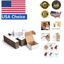 Set of 50 Durable 4x3x2 White Shipping Boxes for Small Business Packaging