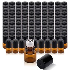 120 pack 1ml Amber Glass Roller Bottles for Essential Oils Refillable Roll-on...