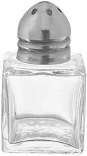 12 Set Mini Salt and Pepper Shakers 0.5 Oz / 1/2 Oz Glass Cube Body Restaurant