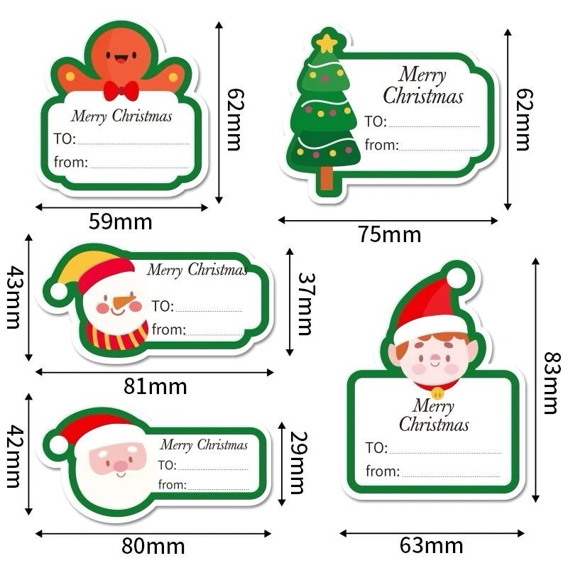 20PCS Mixed Merry Christmas Tag Stickers Gift Tags Labels - Image 2 of 2