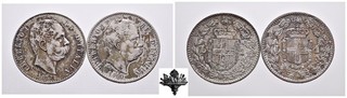 REGNO D'ITALIA 1 lira 1887 1900 LOTTO 2x monete ARGENTO Umberto I