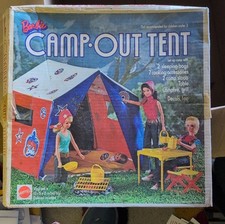 Mattel Barbie Camp-Out Tent Doll Playset 1972 with Accessories Campfire Table