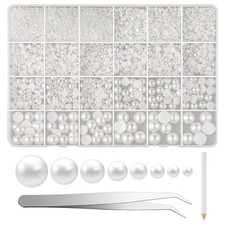 NACHLYNN 12.000 perline mezze perle, 8 misure, color pesca bianca, con