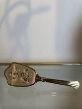 Vintage Dresser Vanity Gold Tone Hand Hair Brush Floral Antique Metal