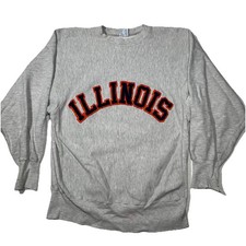 Vtg 90s Champion Reverse Weave University Illinois Crewneck Sweater Size Large
