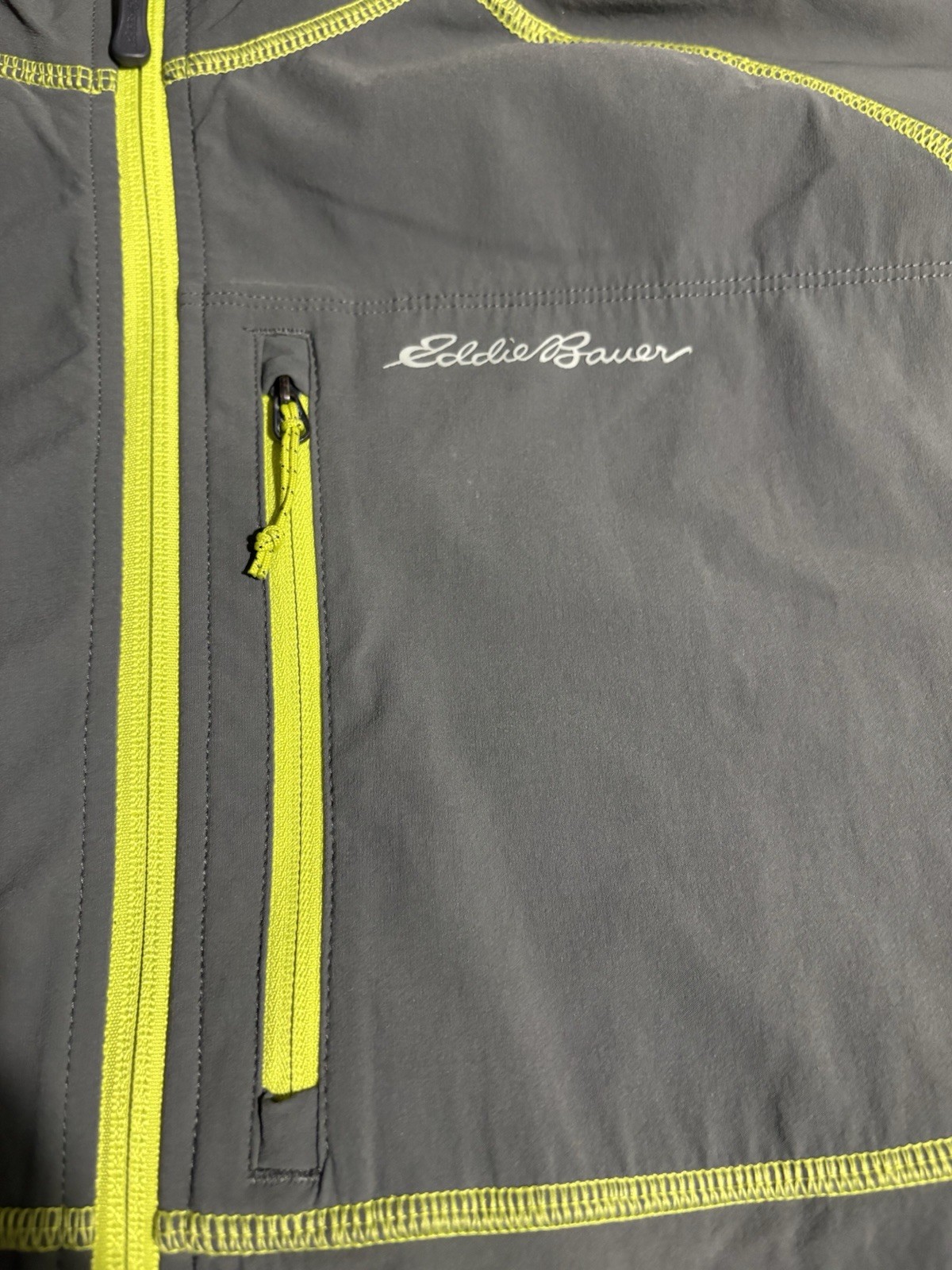 Eddie Bauer Softshell Jacket Gray Yellow Full Zip… - image 3