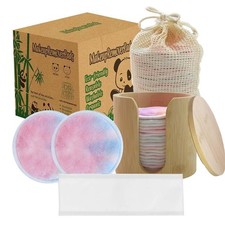 Reusable Cotton Rounds, 100 Natural Bamboo Cotton Pads for Face Reusable Mak...