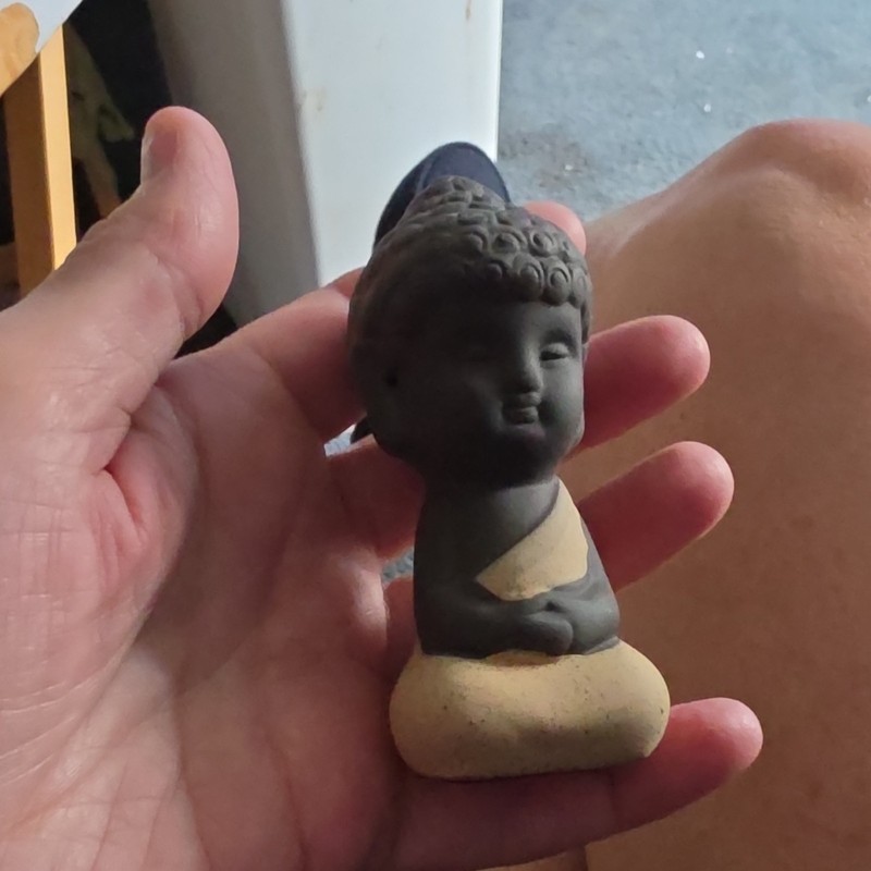 Small Buddhism Buddha Figurine Statue, Gray & Tan Buddha Figurine/Statue