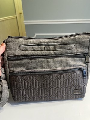 Lug Slider Crossbody Bag in the Taupe Brown Gray with chevron quilting