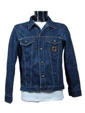 Giacca denim Carhartt grande blu lavaggio medio camionista operaio occidentale vintage USA OTTIME CONDIZIONI