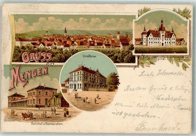 13671135 - 7947 Mengen Bahnhof Bahnhof-Gasthaus Hotel Baier Krankenhaus  1900