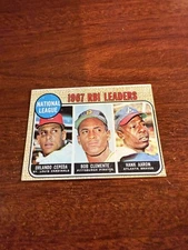 1968 Topps #3 NL RBI Leaders Aaron/Clemente/Cepeda HOF. VG/EX