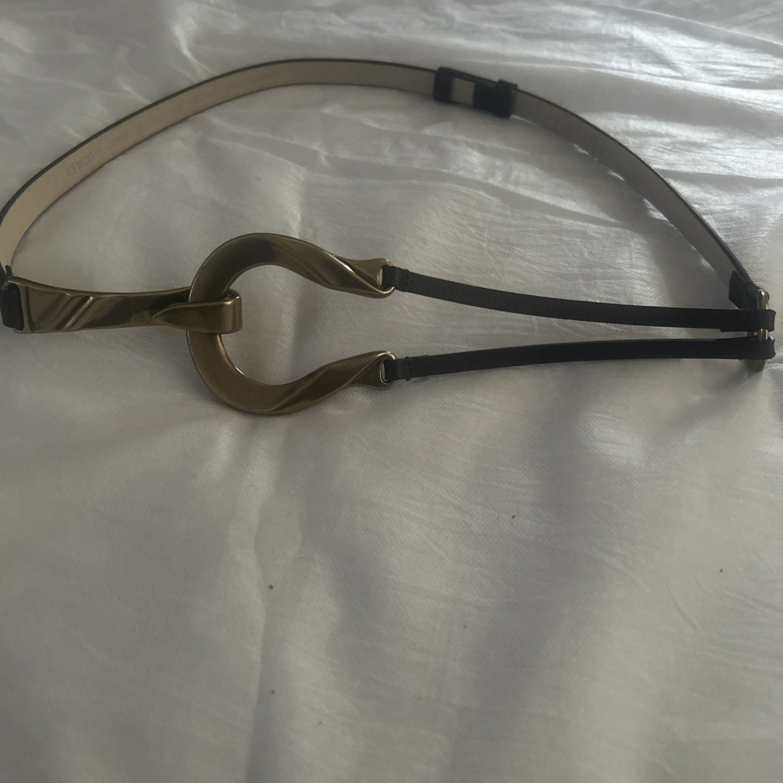 CHICOS Brown Leather Adjustable Back (Hook Belt) … - image 1