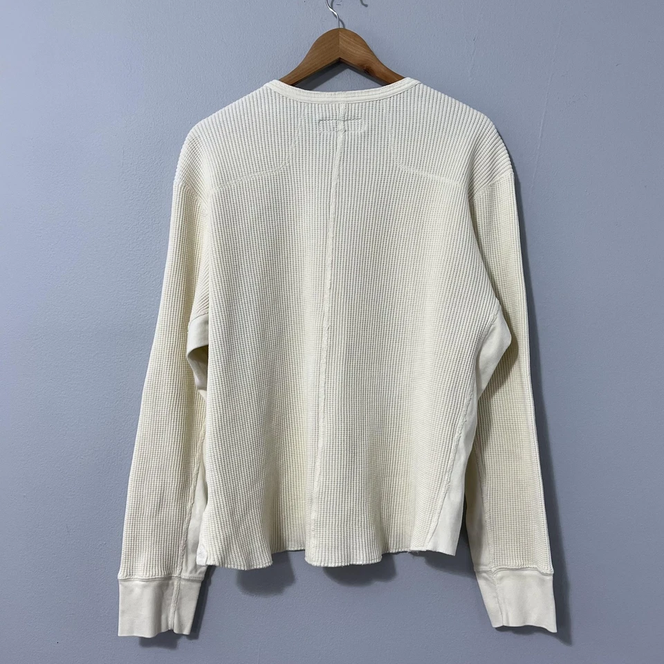Rag & Bone Thermal Henley Shirt Mens 2XL White Waffle Knit Long Sleeve Casual - Image 2 of 4