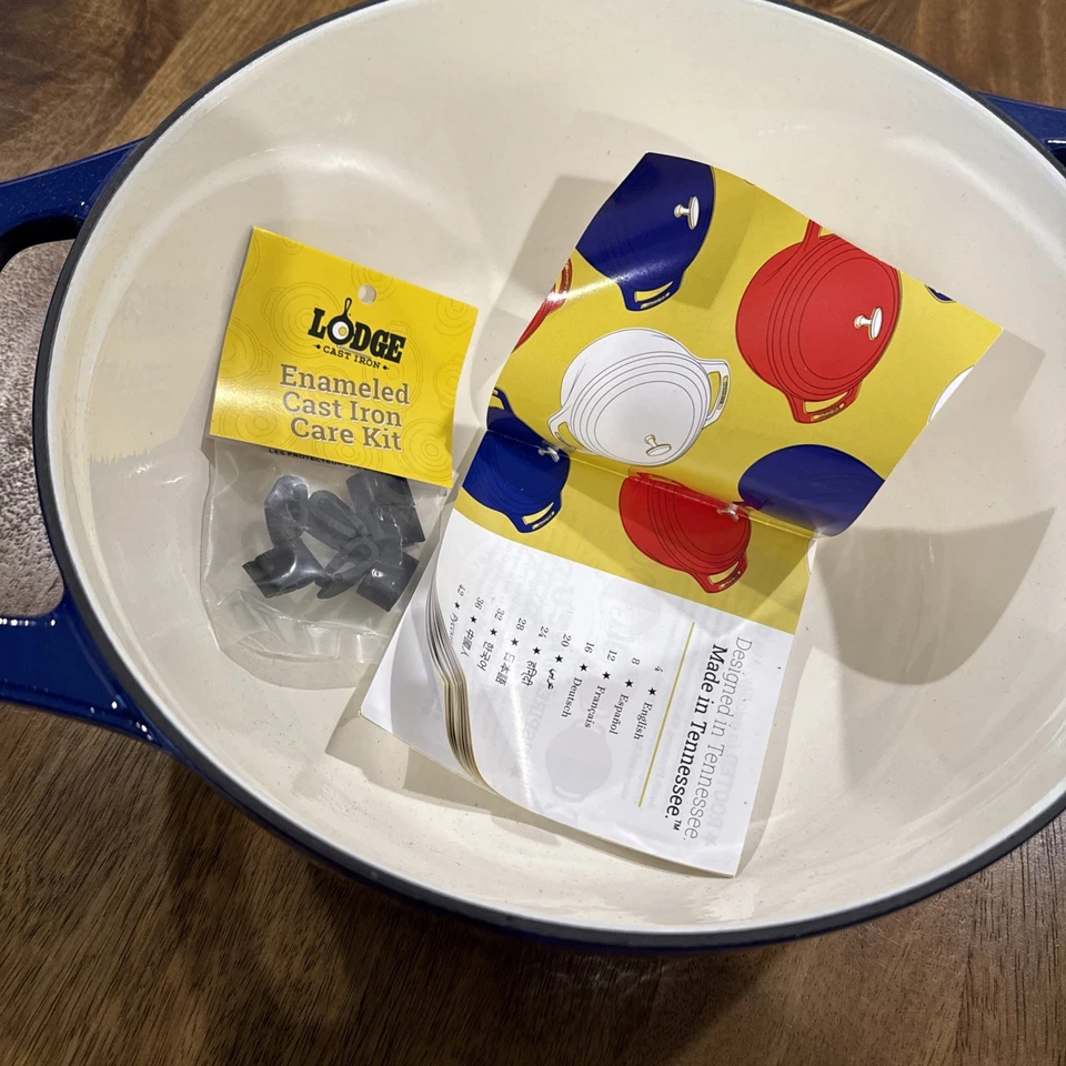 Genuine LODGE USA Enamel Cast Iron Dutch Oven US Made - Smooth Sailing 6 QT NWT - Image 3 of 4