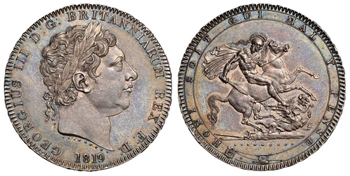 GREAT BRITAIN George III  1819 AR Crown. NGC MS61 LIX. SCBC-3787.