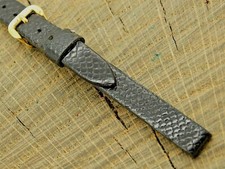 Vintage Accutron NOS Watch Band Black Leather with Gold Tone Buckle 8mm Unused