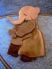 TIMBER ELEPHANT AND BABY  WALL HANGING GORGEOUS   **  GREAT ** MUST SEE ***