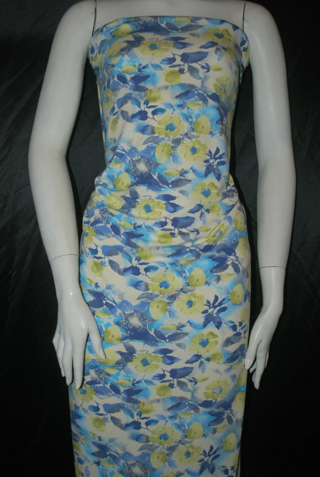 Viscose Spandex Jersey Knit Fabric 10oz Aquarella Floral Design made in france - Image 3 of 4