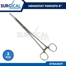 3 Rochester Pean Forceps Surgical Medical OB/GYN Instrument Straight 9"