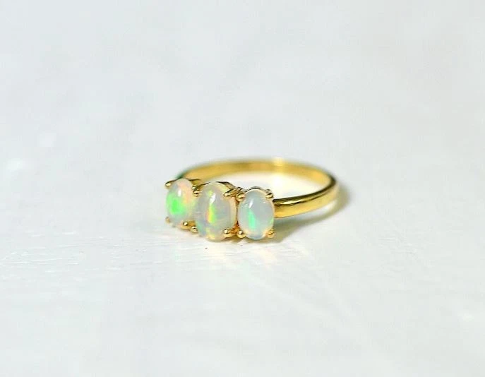 Ethiopian Opal Gold Ring, Opal Engagement Ring, 925 Sterling Silver Ring Gift - Image 4 of 4