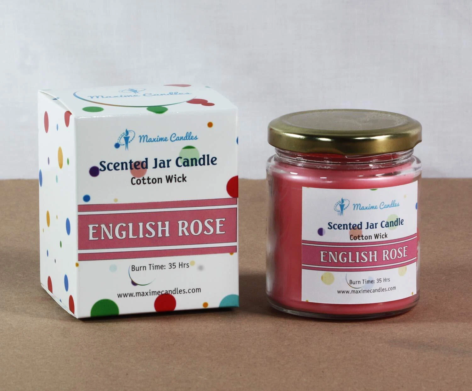 Maxime Candles English Rose Scented Glass Jar Aroma Candle