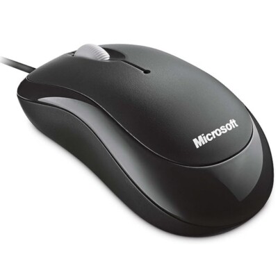 Microsoft Basic Optical Optisch Mouse schwarz PC-Maus Kabel PC/MAC USB PS2 OVP