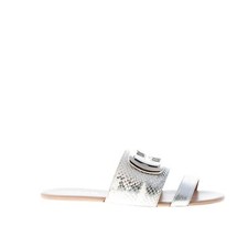 HOGAN scarpe donna sandalo ciabatta Valencia pelle stampa pitone argento H