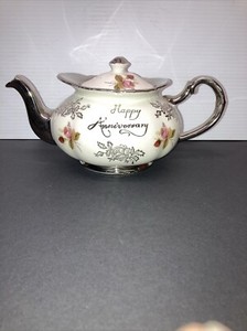 Vintage Price Kensington Silver  Wedding Happy Anniversary Teapot 24 Oz England