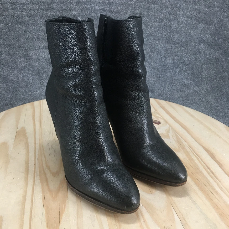 Banana Republic 靴子女式 9.5 踝靴黑色皮革侧拉链锥形高跟鞋 — 第 3/4 张图片