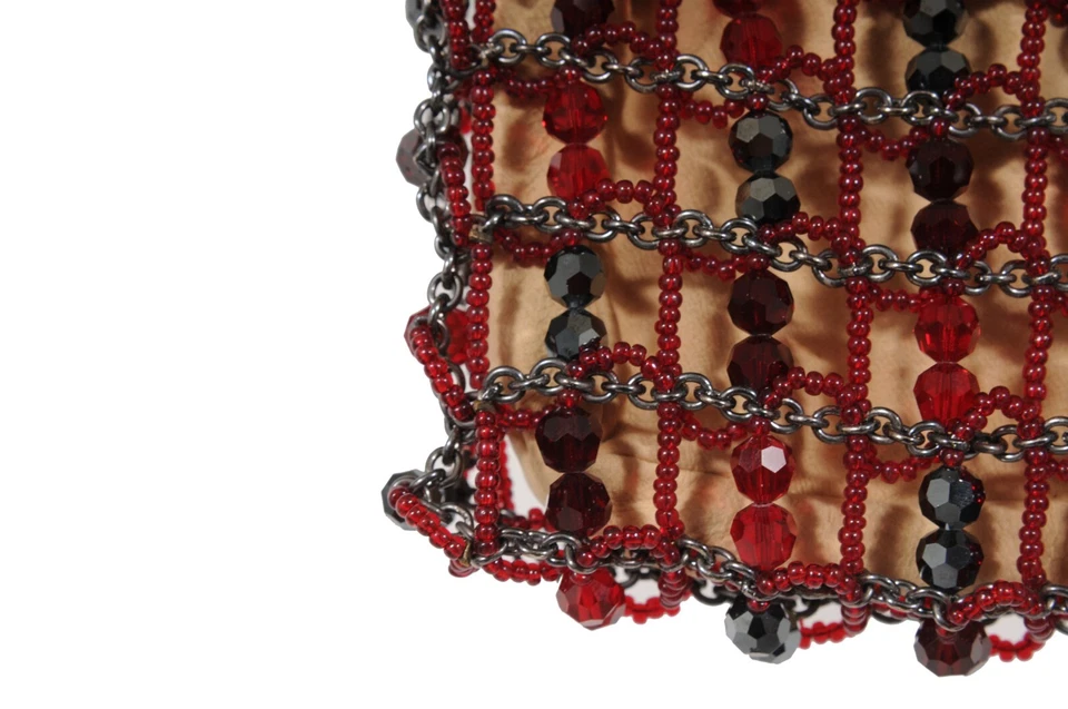 Mini bolso de hombro Daniel Swarovski vintage para mujer rojo negro cristal pedrería Foto 3 de 4