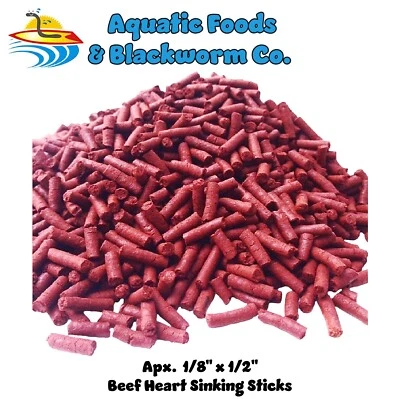 AQUATIC FOODS INC. Beef Heart Sinking Sticks, Perfect for Discus, Cichlids & All Tropical Fish