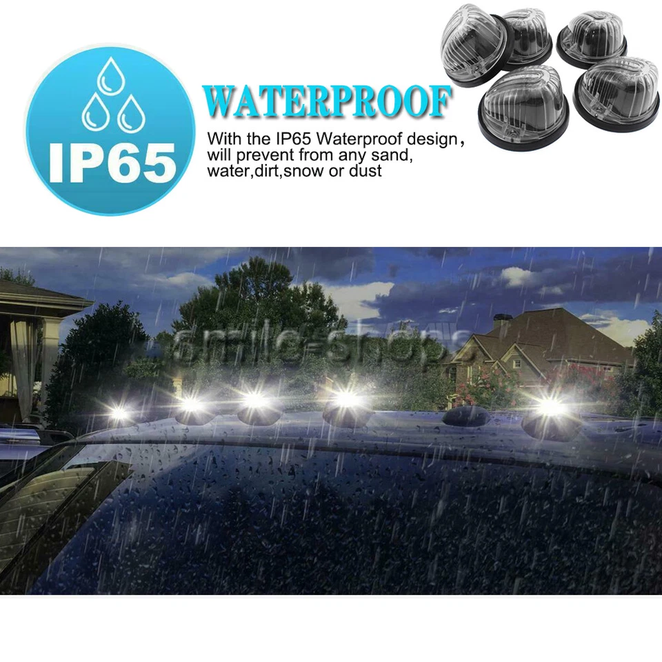 Cubierta de humo de luz de techo de cabina redonda 5 piezas + LED T10 blanco para Chevy/GMC 73-87 Foto 3 de 4