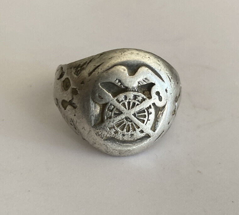Vintage WWII US Military Quartermaster Sterling Silver Ring Vintage WWII US Military Quartermaster Sterling Silver Ring