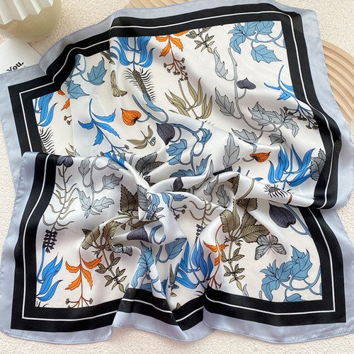 Square Satin Scarf Silk Feel Neckerchief Head Neck Wrist Wraps Print Scarves70cm - Picture 44 of 54