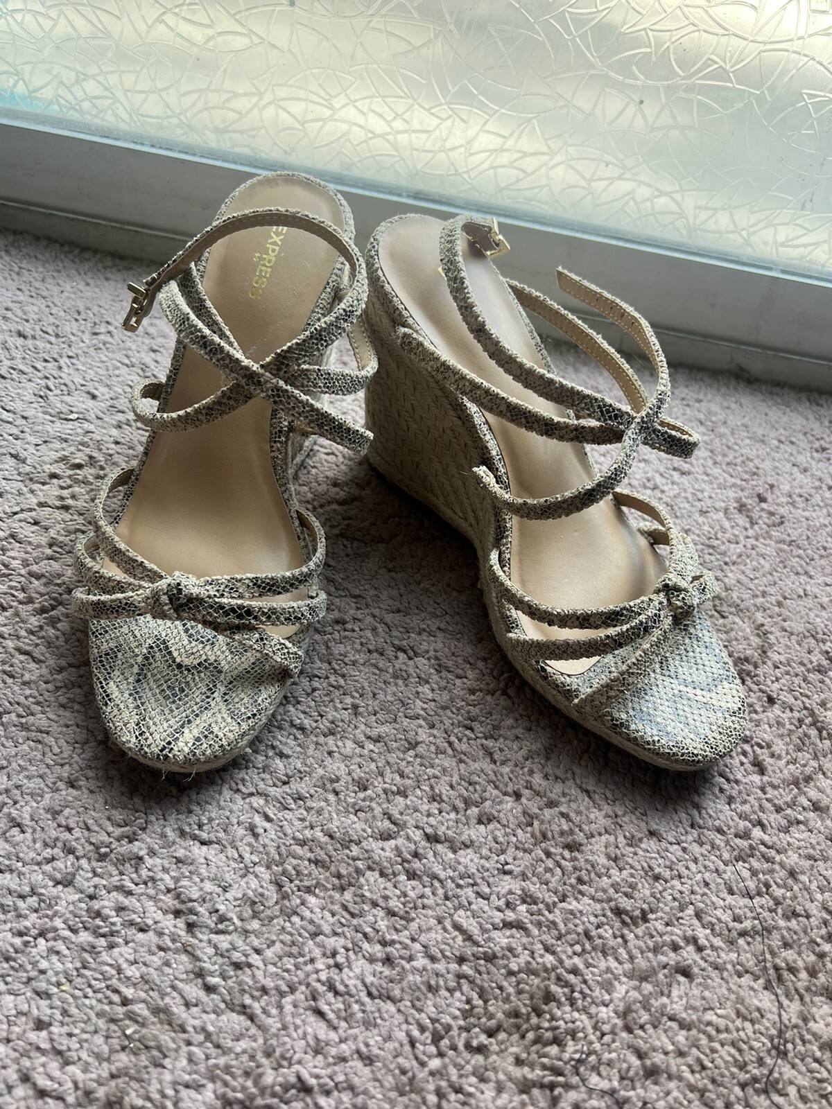 Strappy Snake Skin Wedge Heels in Size 7-image