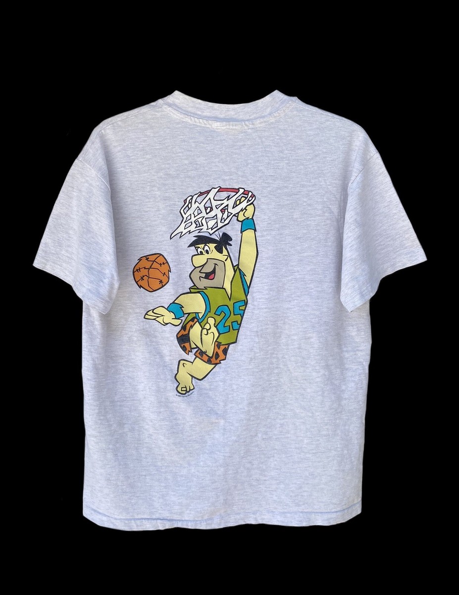 Vintage Fred Flintstones Shirt Basketball 1996 Hanna Barbera Grey