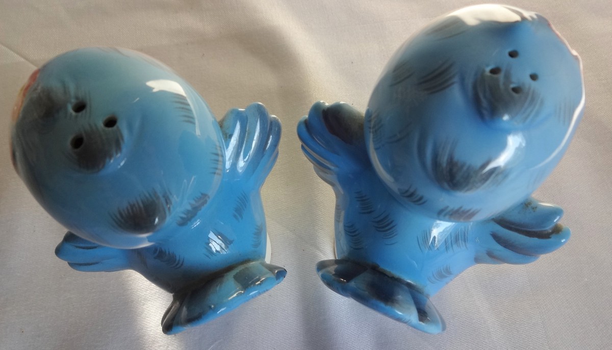 美品! レフトン ブルーバード ソルト&ペッパー Vintage 50s Lefton Bluebird Figurines Blue Birds Porcelain