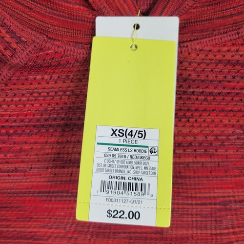 Kids Red Moisture Wicked Shirt Hoodie Long Sleeve All In Motion XS (4/5) - Picture 3 of 11